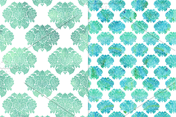 Cool Watercolor Damask Backgrounds in Patterns - product preview 2