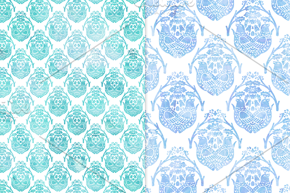 Cool Watercolor Damask Backgrounds in Patterns - product preview 4