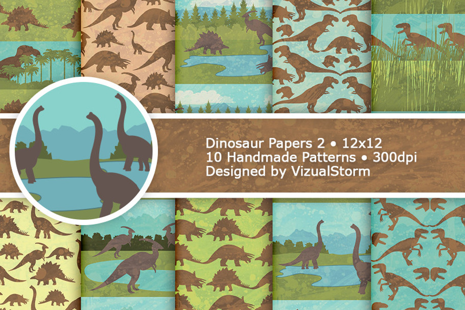 Dinosaur Digital Paper Patterns