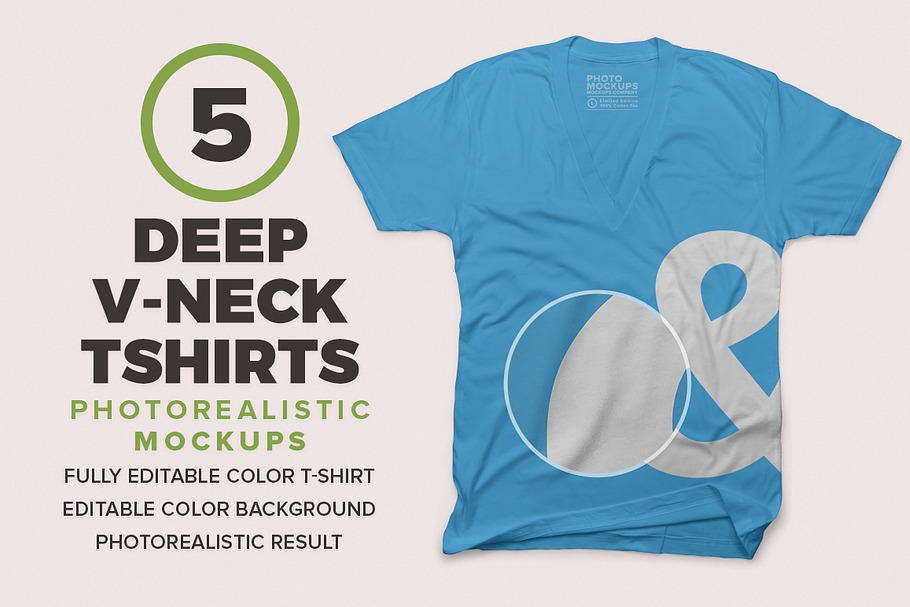 Deep V-neck T-Shirts Mockups in Product Mockups - product preview 8
