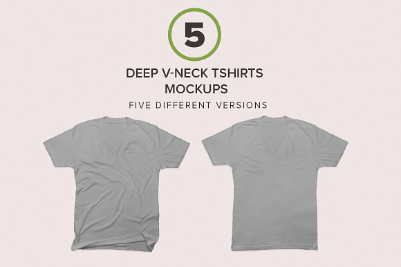 Deep V-neck T-Shirts Mockups in Product Mockups - product preview 4