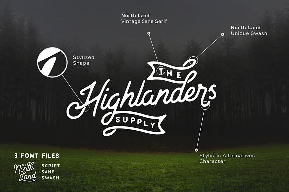 North Land Typeface - Font Bundle in Stamp Fonts - product preview 2
