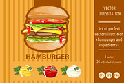 hamburger and ingredients