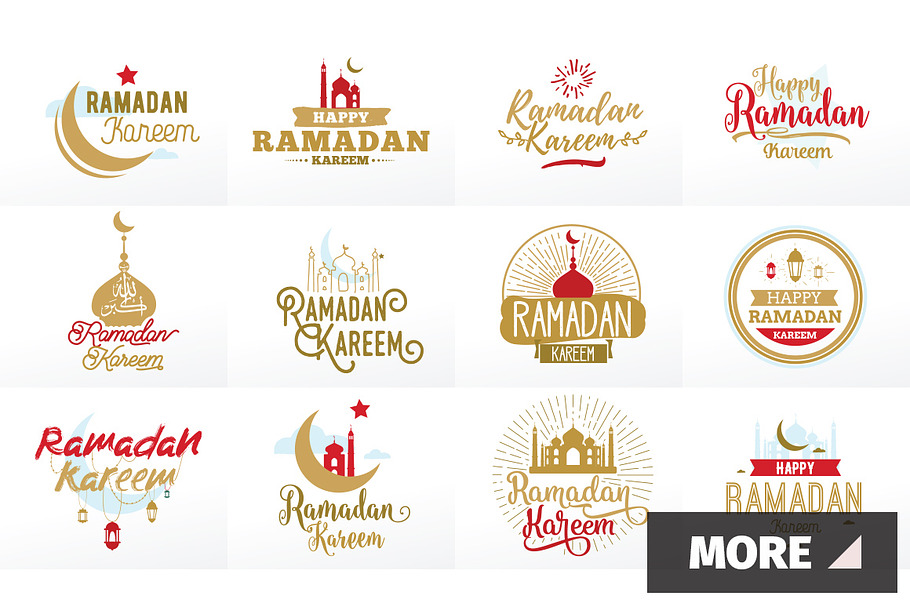Ramadan kareem. Typographic set.