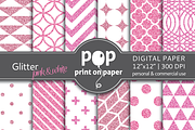 Glitter Pink & White - digital paper