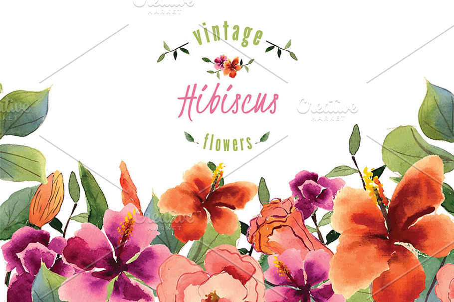 №133 Hibiscus watercolor in Illustrations - product preview 8