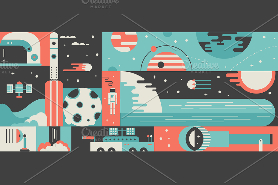 Universe rocket abstract background in Illustrations - product preview 8