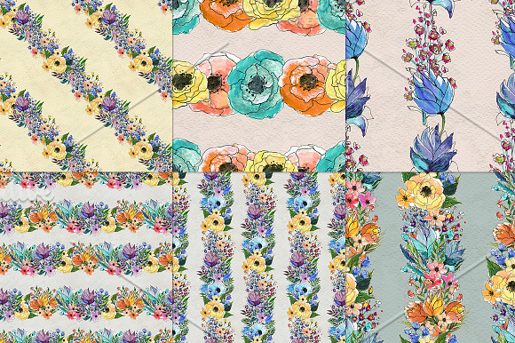54 floral watercolor patterns in Patterns - product preview 3