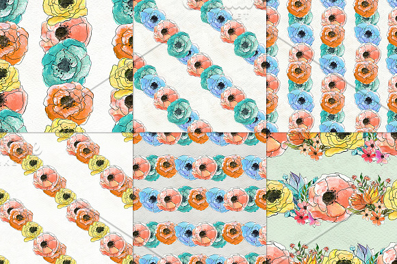 54 floral watercolor patterns in Patterns - product preview 6