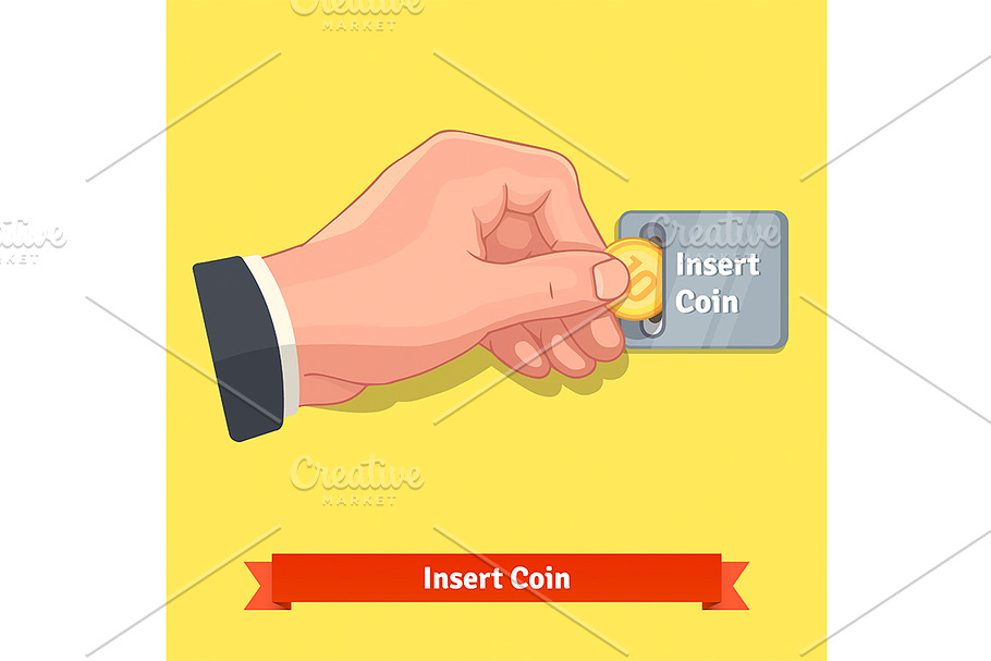 Hand inserting coin to a slot in Illustrations - product preview 8