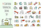 Cartoon financial icons with people