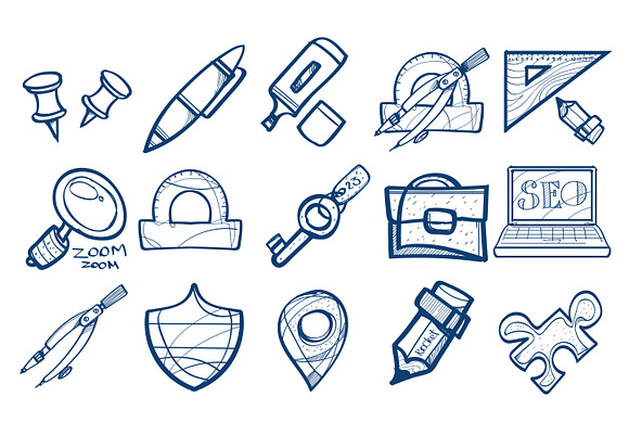 100 icons hand drawing style. in Graphics - product preview 1