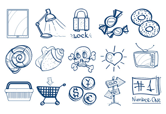100 icons hand drawing style. in Graphics - product preview 3
