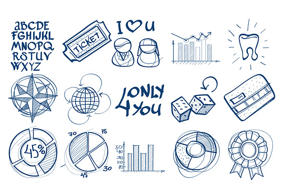 100 icons hand drawing style. in Graphics - product preview 4