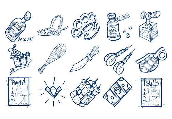 100 icons hand drawing style. in Graphics - product preview 6