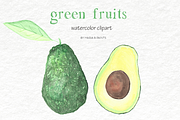 Watercolor Clip Art - Green Fruit