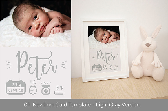 4 Baby Announcement Cards in Postcard Templates - product preview 1
