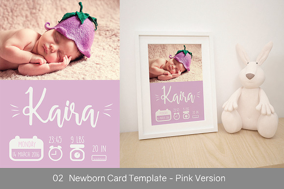 4 Baby Announcement Cards in Postcard Templates - product preview 2