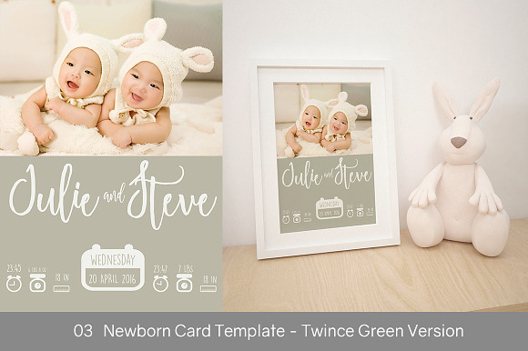 4 Baby Announcement Cards in Postcard Templates - product preview 3