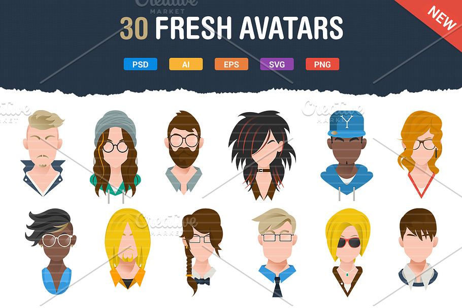 30 Fresh & Modern Avatars in Modern Icons - product preview 8