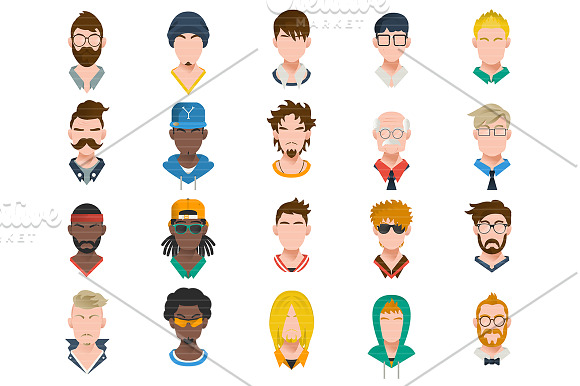 30 Fresh & Modern Avatars in Modern Icons - product preview 1