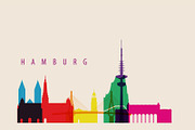 Hamburg City Landmarks Illustration