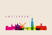 Amsterdam City Skyline Landmarks