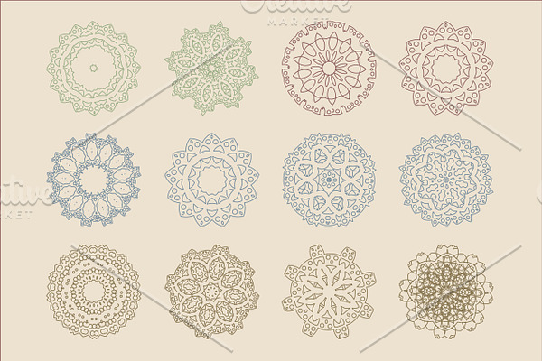 12 Arabic Patterns Vector Set Design