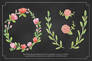 4 PNG Watercolor Wreaths & Flowers
