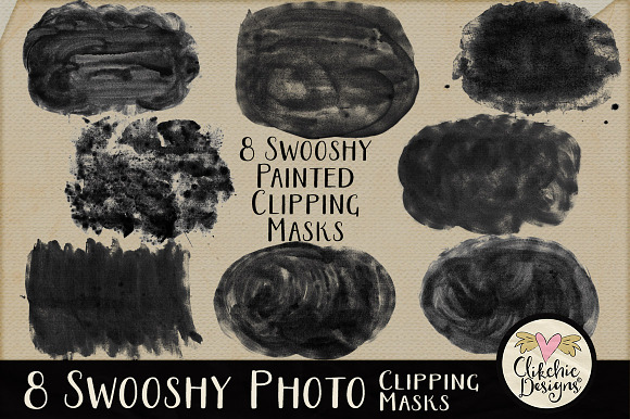 Swooshy Painted Photo Clipping Masks in Photoshop Shapes - product preview 1