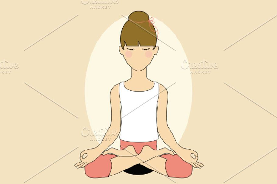 Women Doing Yoga and Meditation Set in Illustrations - product preview 8