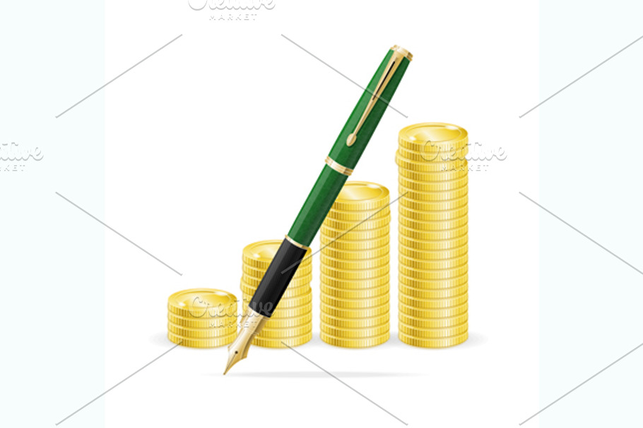 Money and Pen Business Concept in Illustrations - product preview 8