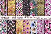Floral digital paper pack