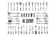 Clipart hand drawn arrow, digital