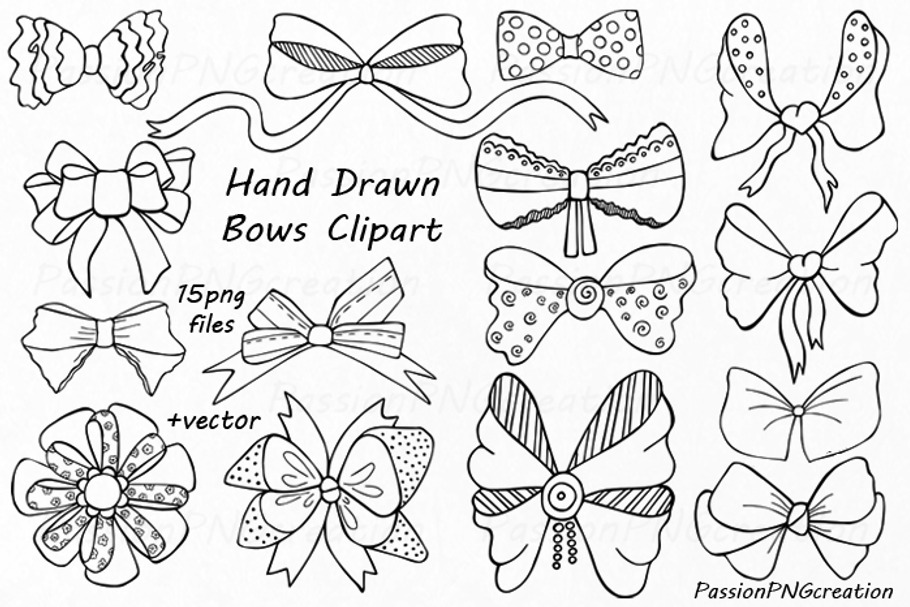 Hand Drawn Bows Clipart