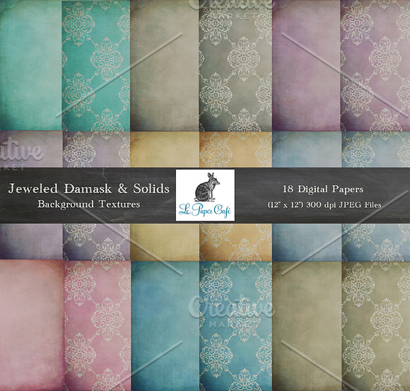 Jeweled Damask & Solids Backgrounds in Textures - product preview 4
