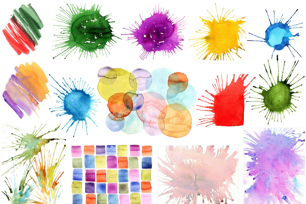 Watercolor (raster and vector) blots in Textures - product preview 8