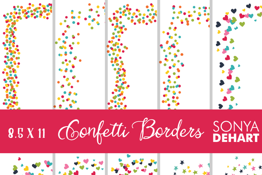 8.5x11 Confetti Page Border Clip Art