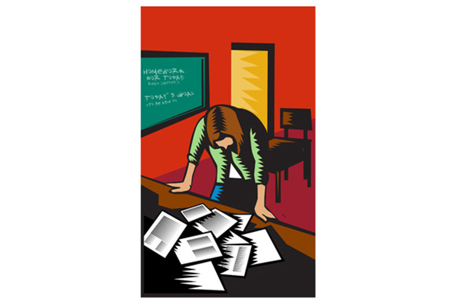 Depressed Female School Teacher in Illustrations - product preview 8
