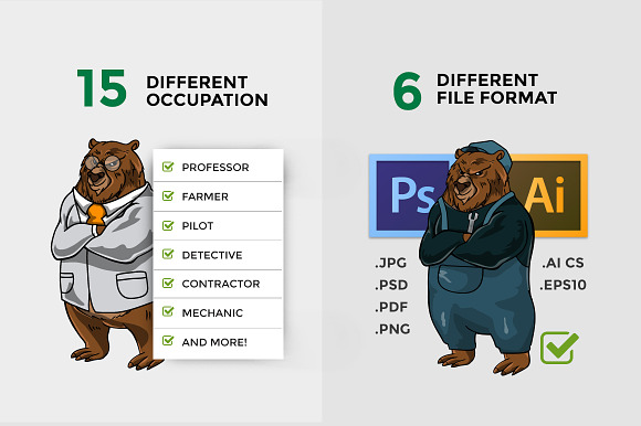 15 Bear Characters in Various Job in Illustrations - product preview 1
