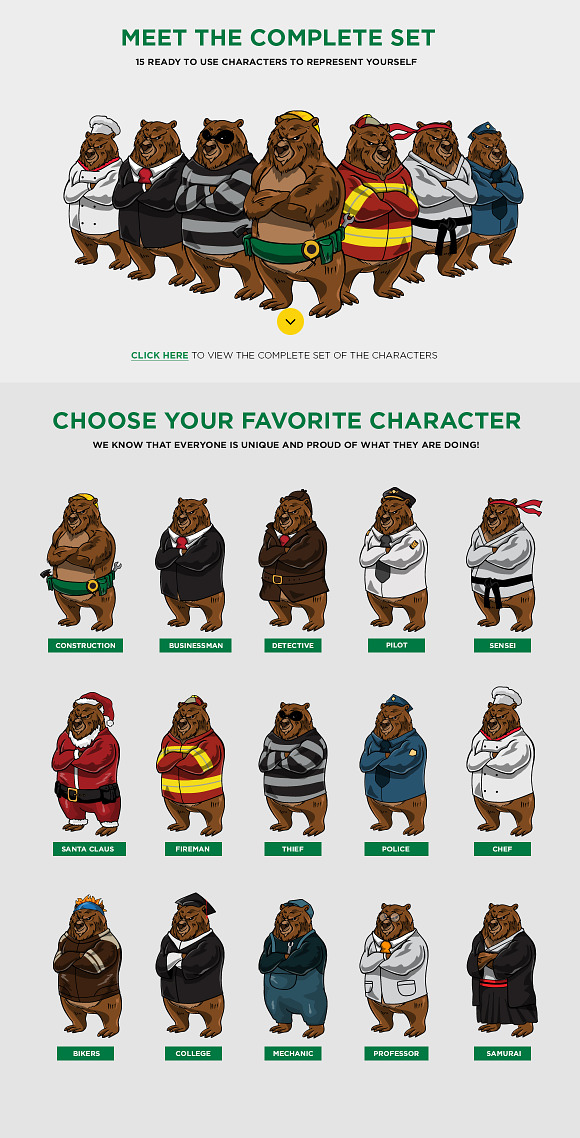 15 Bear Characters in Various Job in Illustrations - product preview 3