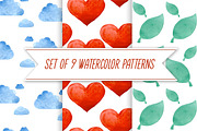 Watercolor patterns and elements