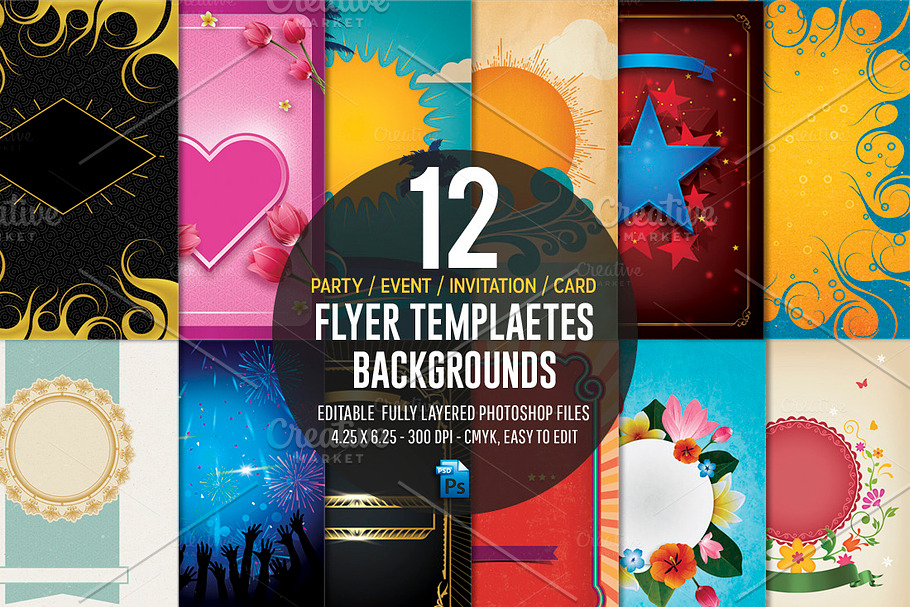 Party/Event/Card Flyer Temples Set in Templates - product preview 8