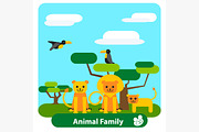 Cartoon lion family