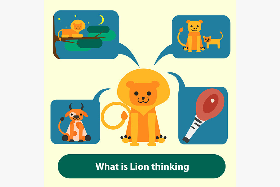 Lion thinking about food in Illustrations - product preview 8