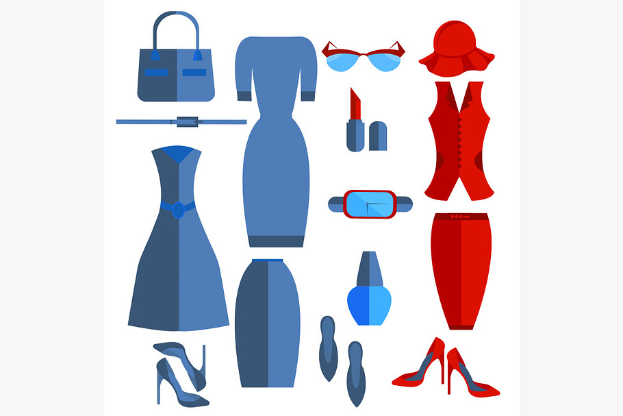 Set isolated womens clothing  in Objects - product preview 8