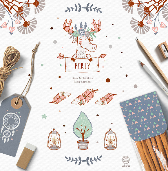 Printable Boho Birthday Party Kit in Card Templates - product preview 4