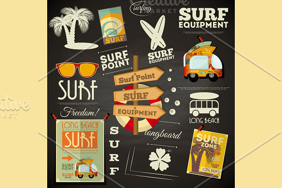 surfing poster Chalkboard Design in Illustrations - product preview 1
