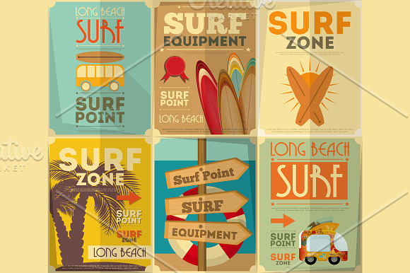 surfing posters collection in Illustrations - product preview 1