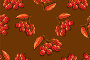 Seamless pattern with rowan red